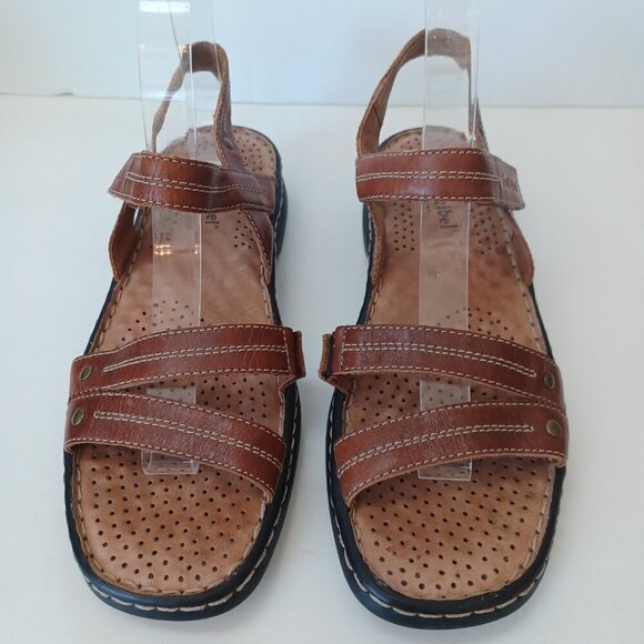 Josef Seibel Brown Leather Sandals Air Massage Flats Womens US 10 or Eur 40 - Picture 3 of 13